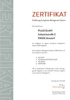 Zertifikat CMS Pröckl GmbH