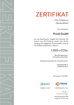Zertifikat CO2 Fußabdruck 2021